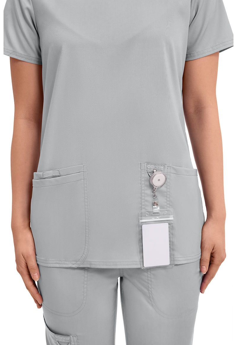 Grey - Cherokee Cherokee WW Revolution Women's Scrub Top - Detail 2 View