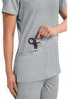 Grey - Cherokee Cherokee WW Revolution Women's Scrub Top - Detail 3 View