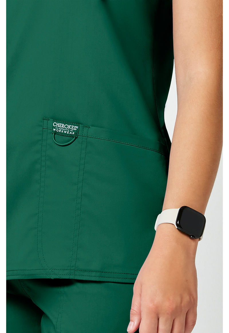 Hunter Green - Cherokee Cherokee WW Revolution Women's Scrub Top - Detail 4 View