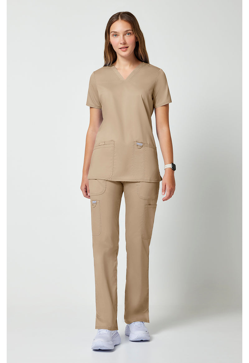 Khaki - Cherokee Cherokee WW Revolution Women's Scrub Top - Detail 1 View