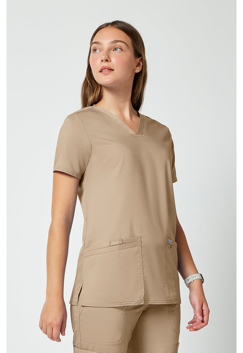 Khaki - Cherokee Cherokee WW Revolution Women's Scrub Top - Right Side View