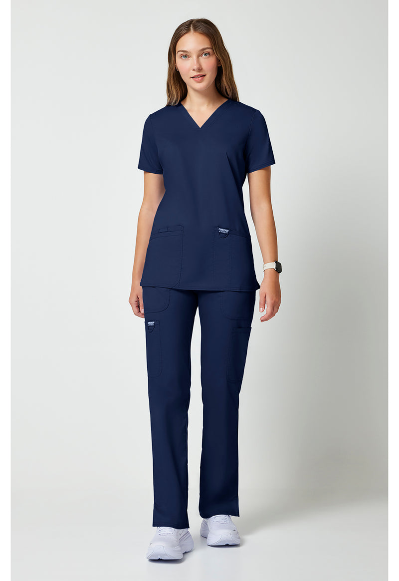 Navy - Cherokee Cherokee WW Revolution Women's Scrub Top - Detail 1 View