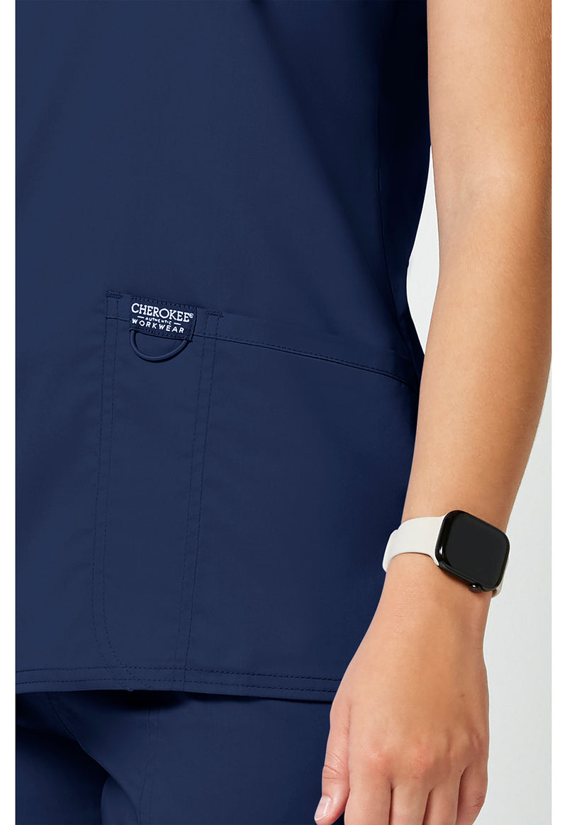 Navy - Cherokee Cherokee WW Revolution Women's Scrub Top - Detail 4 View
