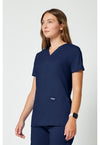 Navy - Cherokee Cherokee WW Revolution Women's Scrub Top - Left Side View