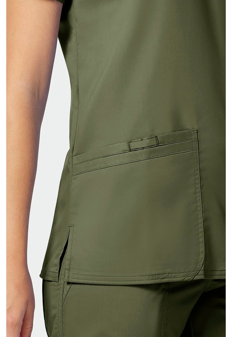 Olive - Cherokee Cherokee WW Revolution Women's Scrub Top - Detail 3 View