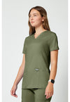 Olive - Cherokee Cherokee WW Revolution Women's Scrub Top - Left Side View