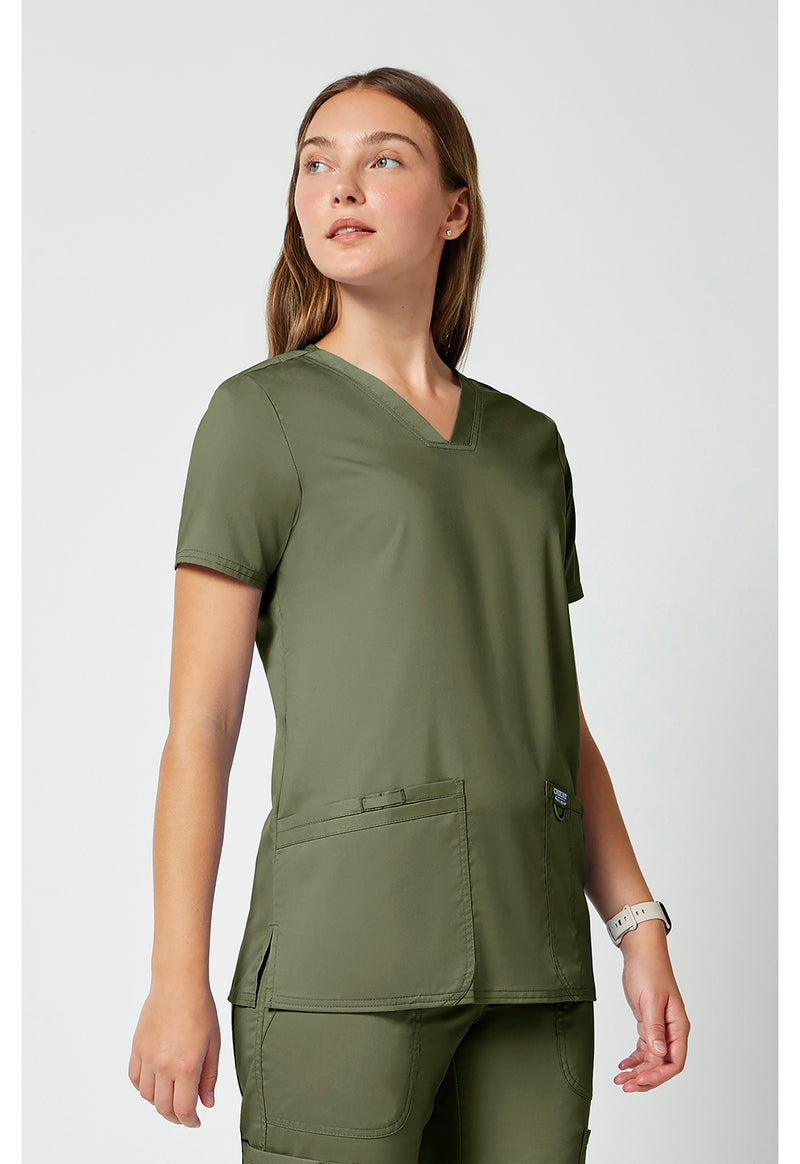 Olive - Cherokee Cherokee WW Revolution Women's Scrub Top - Right Side View