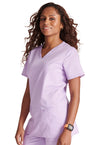 Purple Freesia - Cherokee Cherokee WW Revolution Women's Scrub Top - Left Side View