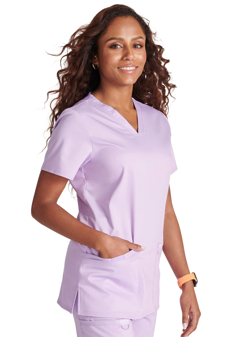 Purple Freesia - Cherokee Cherokee WW Revolution Women's Scrub Top - Right Side View