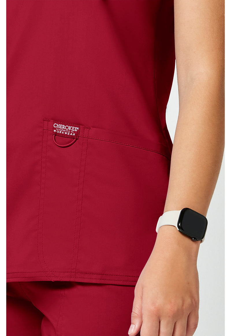 Red - Cherokee Cherokee WW Revolution Women's Scrub Top - Detail 4 View