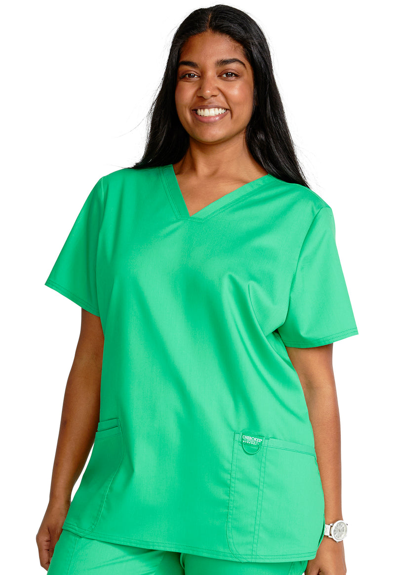 Sparkling Jade - Cherokee Cherokee WW Revolution Women's Scrub Top - Detail 1 View