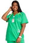 Sparkling Jade - Cherokee Cherokee WW Revolution Women's Scrub Top - Detail 3 View