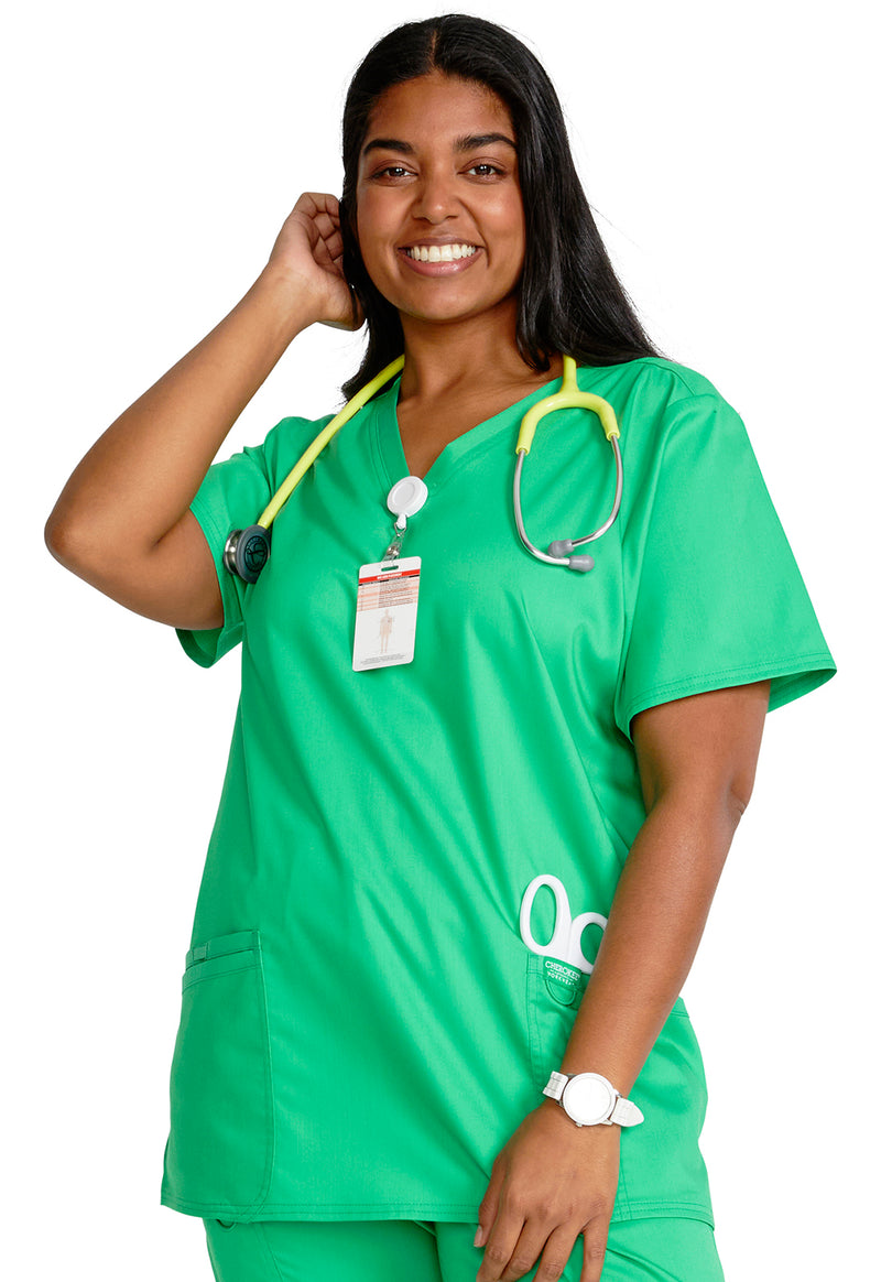 Sparkling Jade - Cherokee Cherokee WW Revolution Women's Scrub Top - Detail 3 View