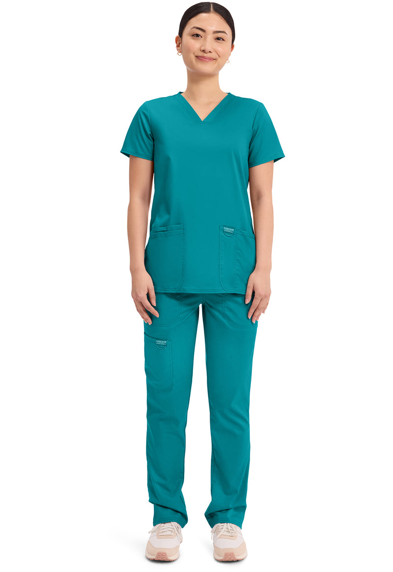 Teal Blue - Cherokee Cherokee WW Revolution Women's Scrub Top - Detail 1 View