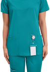 Teal Blue - Cherokee Cherokee WW Revolution Women's Scrub Top - Detail 2 View