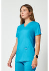 Turquoise - Cherokee Cherokee WW Revolution Women's Scrub Top - Left Side View