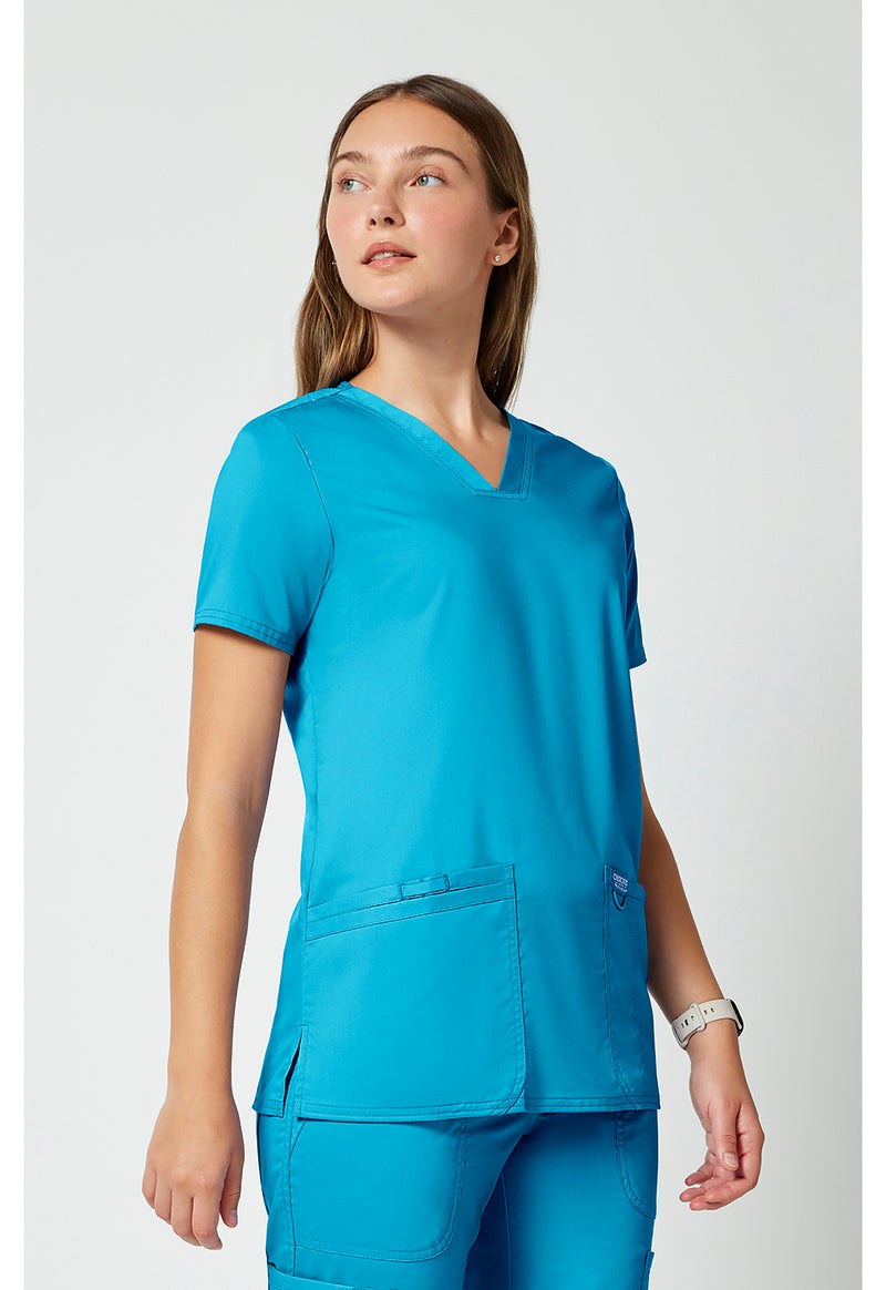 Turquoise - Cherokee Cherokee WW Revolution Women's Scrub Top - Right Side View