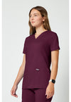 Wine - Cherokee Cherokee WW Revolution Women's Scrub Top - Left Side View