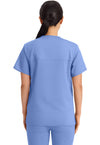 Ciel Blue - Cherokee WW Revolution Unisex Scrub Top - Back View
