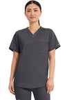 Pewter - Cherokee WW Revolution Unisex Scrub Top - Front View