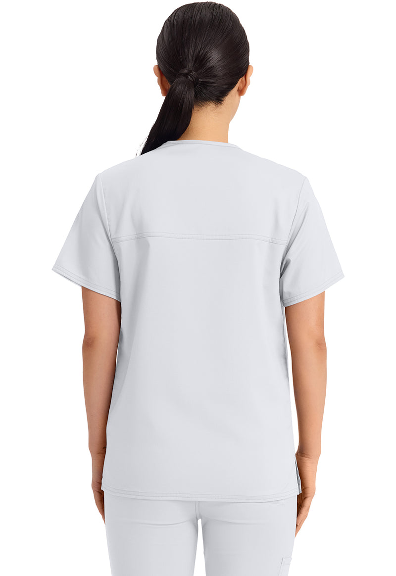 White - Cherokee WW Revolution Unisex Scrub Top - Back View