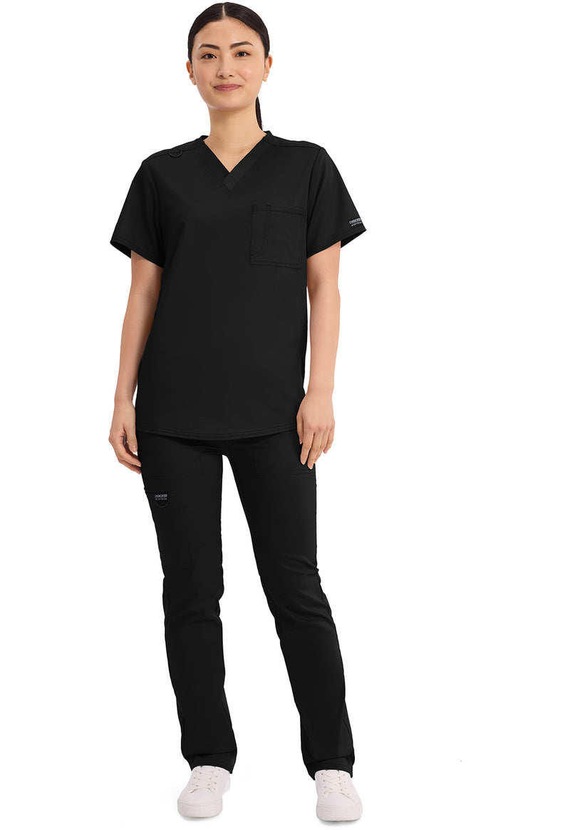 Black - Cherokee Cherokee WW Revolution Unisex Scrub Top - Detail 1 View