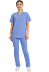 Ciel Blue - Cherokee Cherokee WW Revolution Unisex Scrub Top - Detail 1 View