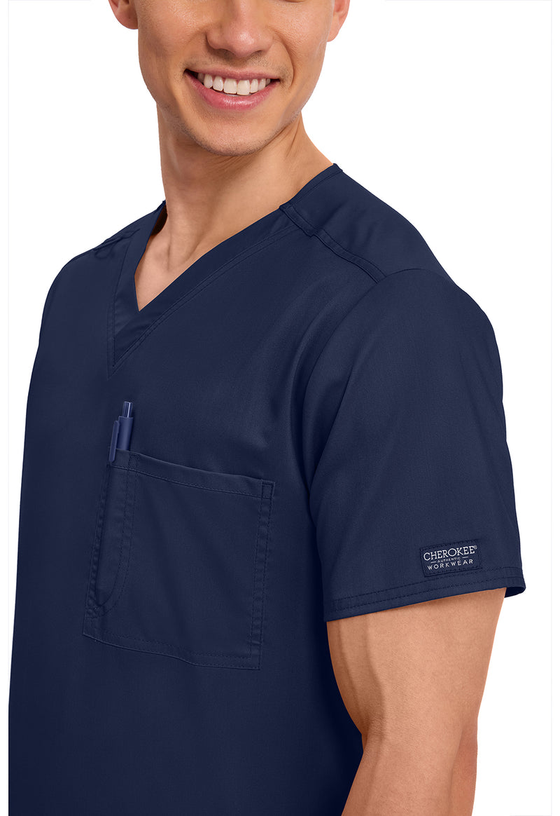 Navy - Cherokee Cherokee WW Revolution Unisex Scrub Top - Detail 3 View