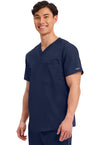 Navy - Cherokee Cherokee WW Revolution Unisex Scrub Top - Left Side View