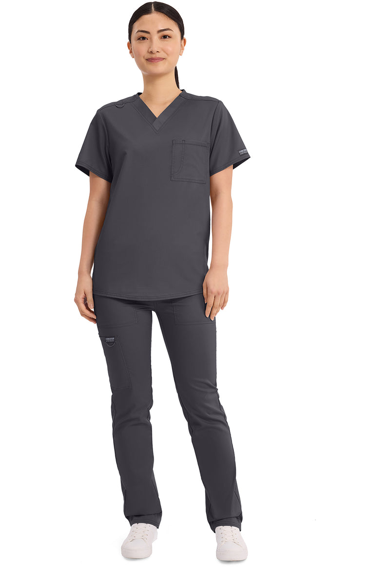 Pewter - Cherokee Cherokee WW Revolution Unisex Scrub Top - Detail 1 View