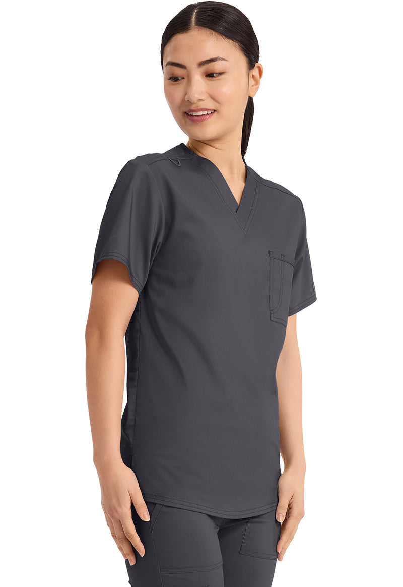Pewter - Cherokee Cherokee WW Revolution Unisex Scrub Top - Right Side View