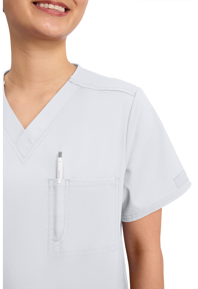 White - Cherokee Cherokee WW Revolution Unisex Scrub Top - Detail 4 View