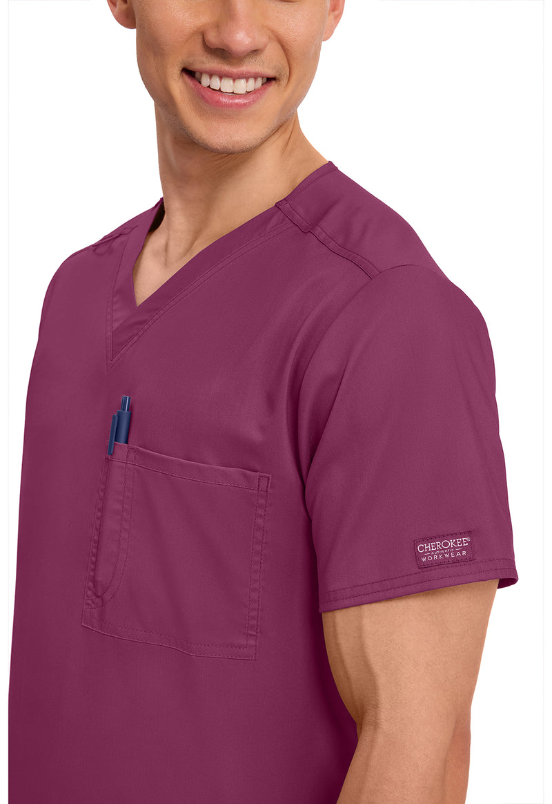 Wine - Cherokee Cherokee WW Revolution Unisex Scrub Top - Detail 3 View