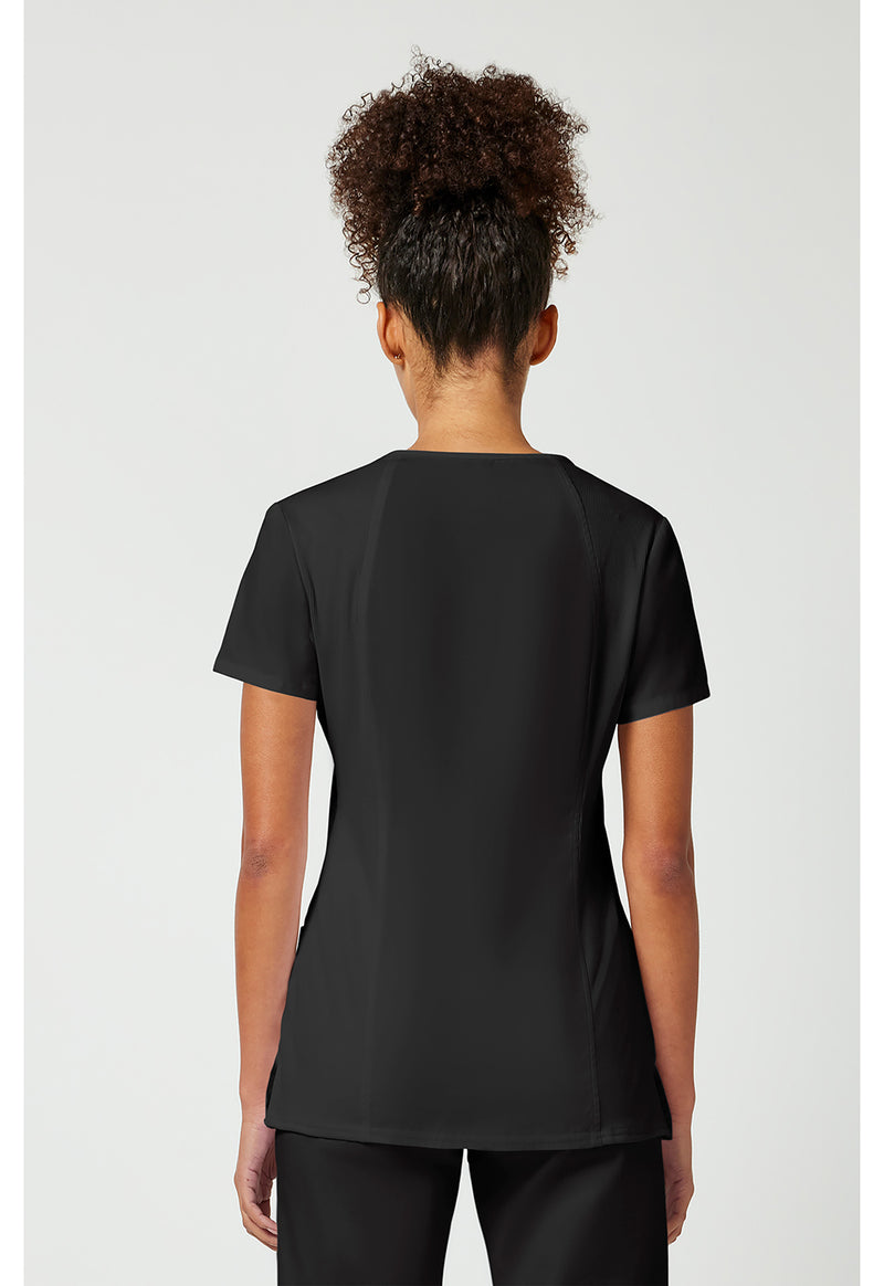 Black - Cherokee WW Originals Women Scrub Top - Back View