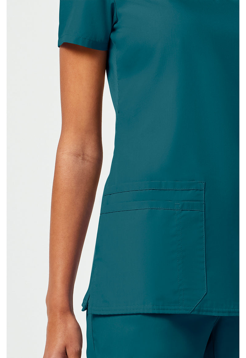 Caribbean Blue - Women's V-Neck Scrub Top (View 3)