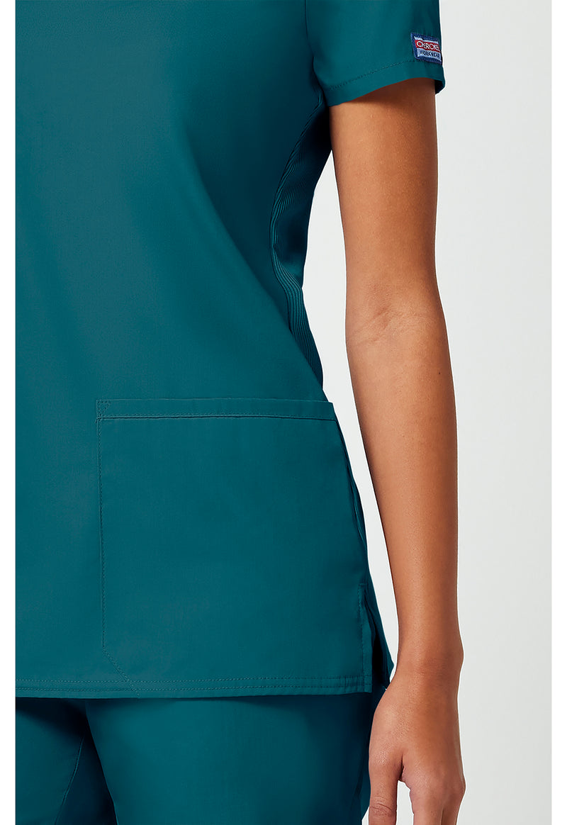 Caribbean Blue - Women's V-Neck Scrub Top (View 4)