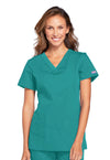 Teal Blue - Cherokee WW Originals Women Scrub Top - Front View