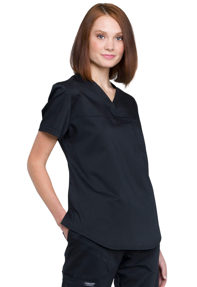 Black - Cherokee Cherokee WW Revolution Women's Scrub Top - Right Side View