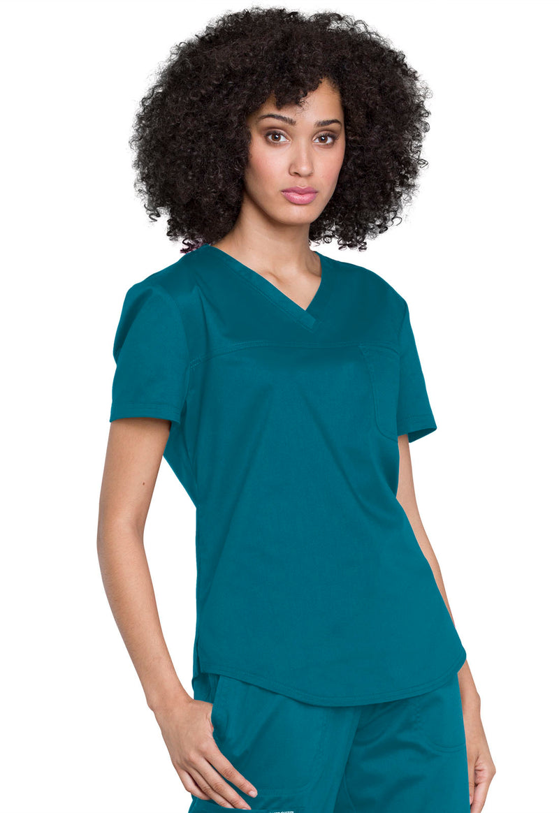 Caribbean Blue - Cherokee Cherokee WW Revolution Women's Scrub Top - Right Side View