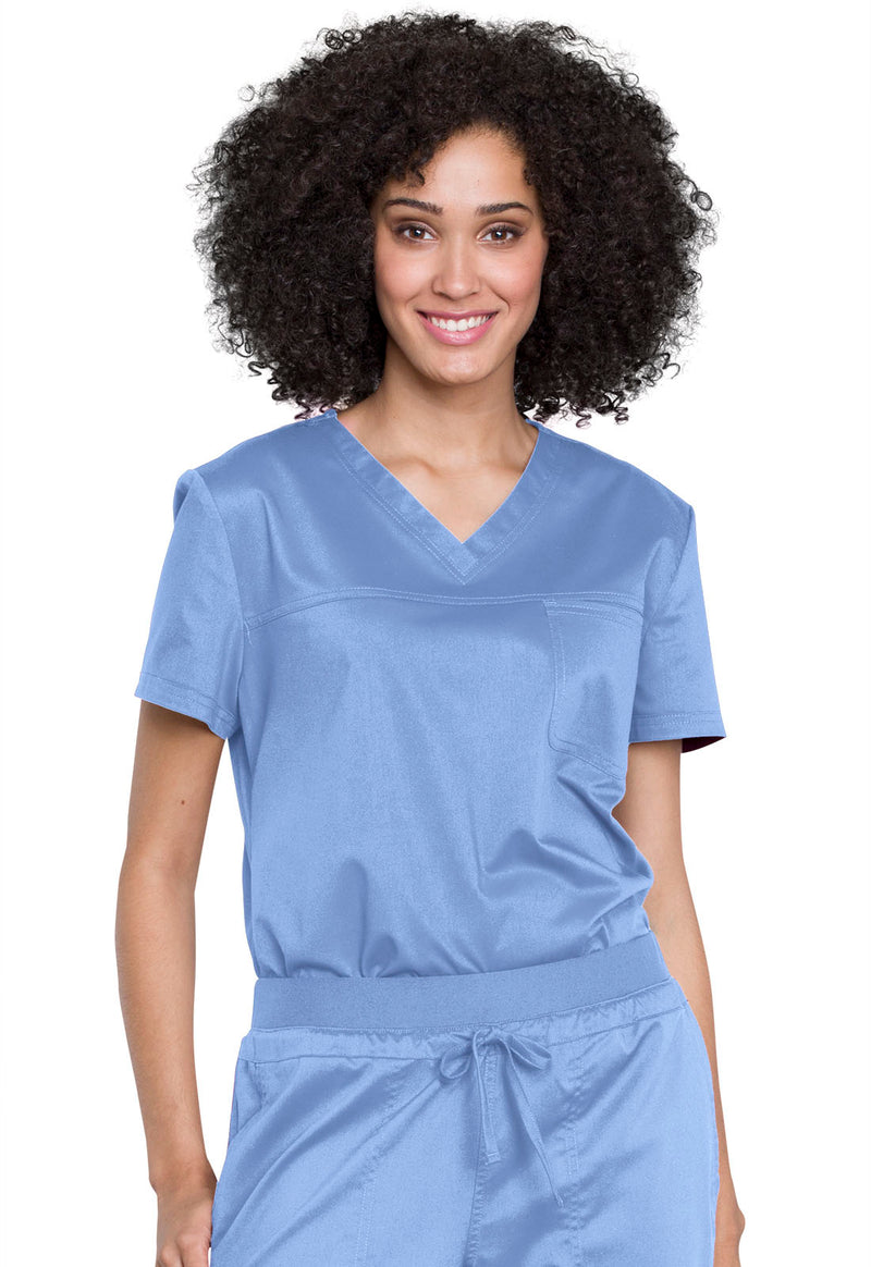 Ciel Blue - Cherokee Cherokee WW Revolution Women's Scrub Top - Detail 1 View