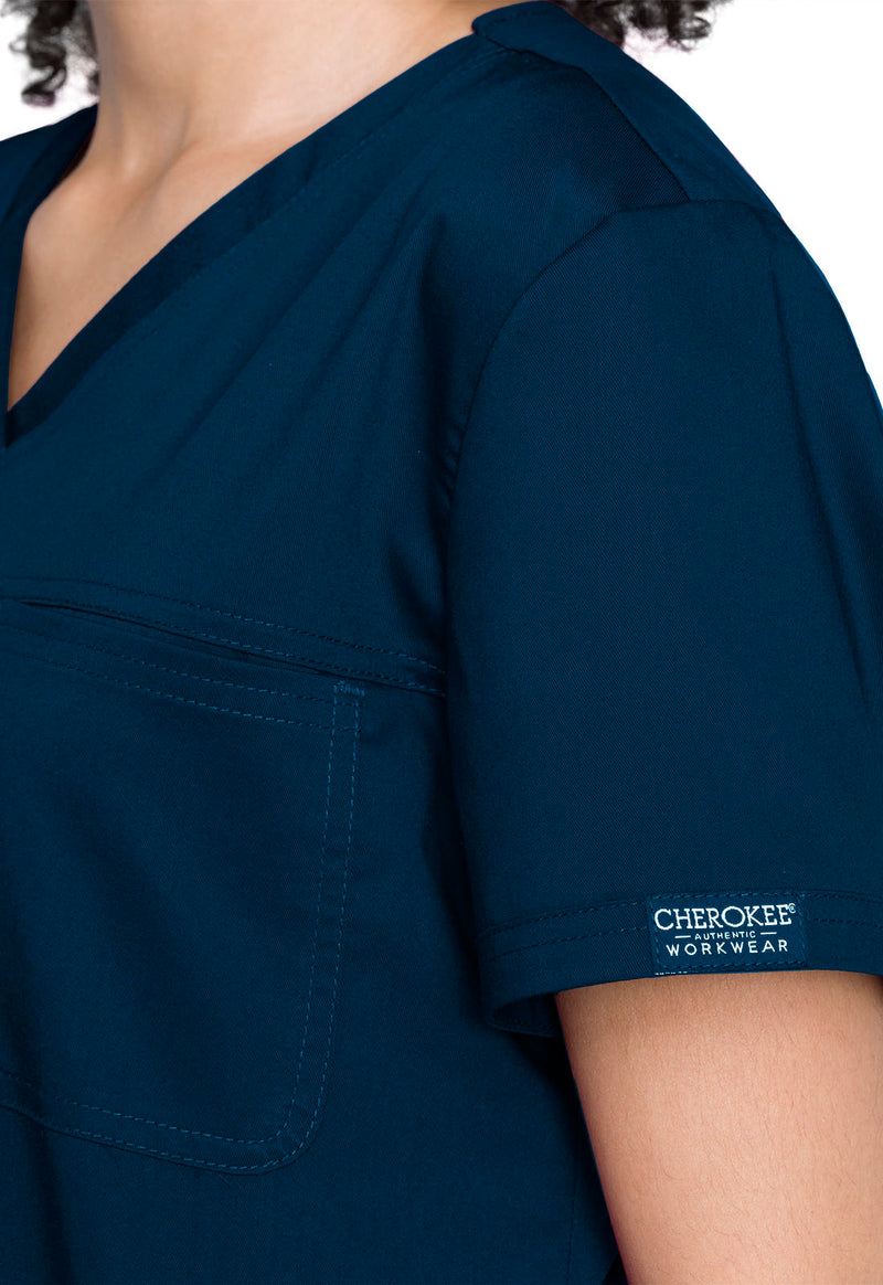 Navy - Cherokee Cherokee WW Revolution Women's Scrub Top - Detail 2 View