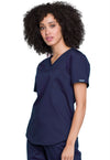 Navy - Cherokee Cherokee WW Revolution Women's Scrub Top - Left Side View