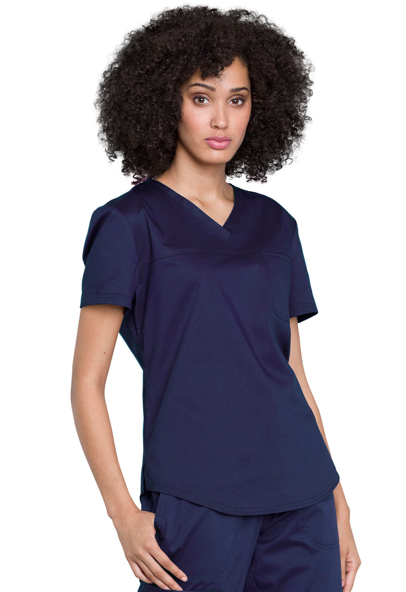 Navy - Cherokee Cherokee WW Revolution Women's Scrub Top - Right Side View