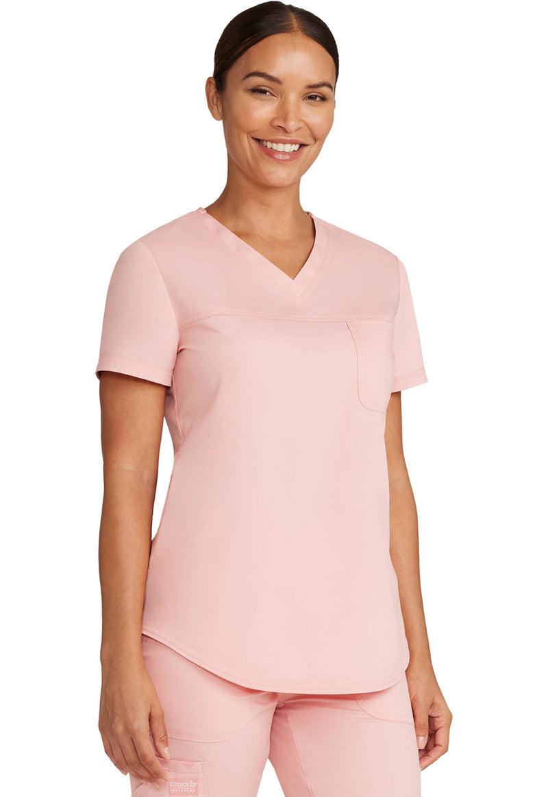 Pink Essence - Cherokee Cherokee WW Revolution Women's Scrub Top - Right Side View