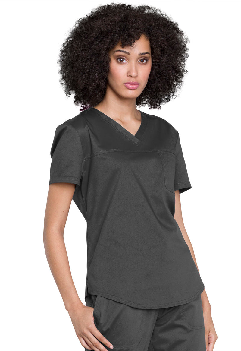 Pewter - Cherokee Cherokee WW Revolution Women's Scrub Top - Right Side View