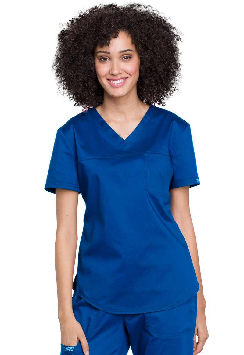 Royal - Cherokee WW Revolution Women's Scrub Top - Front View