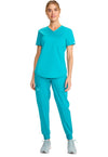 Teal Blue - Cherokee WW Revolution Women's Scrub Top - Front View