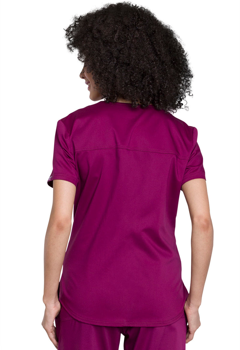 Wine - Cherokee WW Revolution Women's Scrub Top - Back View