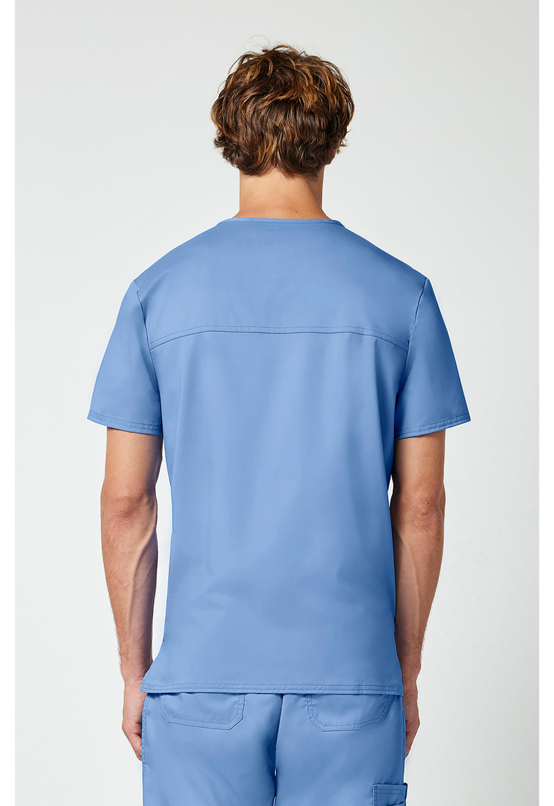 Ciel Blue - Cherokee WW Revolution Men's Scrub Top - Back View