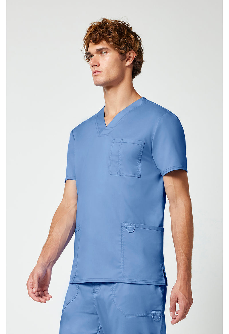 Ciel Blue - Cherokee Cherokee WW Revolution Men's Scrub Top - Left Side View